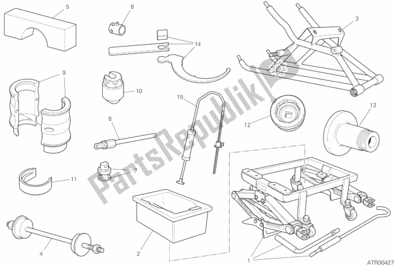 Alle onderdelen voor de Werkplaatsgereedschap (frame) van de Ducati Superbike Panigale V2 Thailand 955 2020